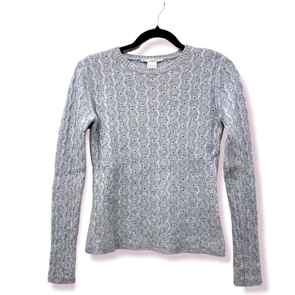𝅺EVELYNE Grace heather grey perforated cashmere sweater size small - Picture 1 of 6